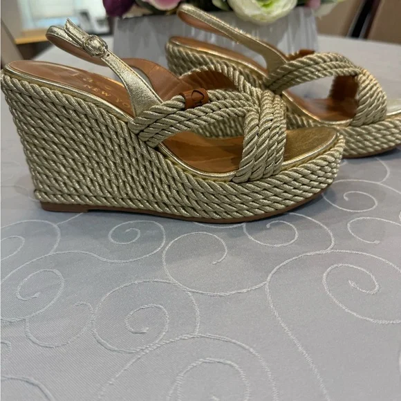 Kate Spade Gold Woven Wedges - Picture 5 of 8